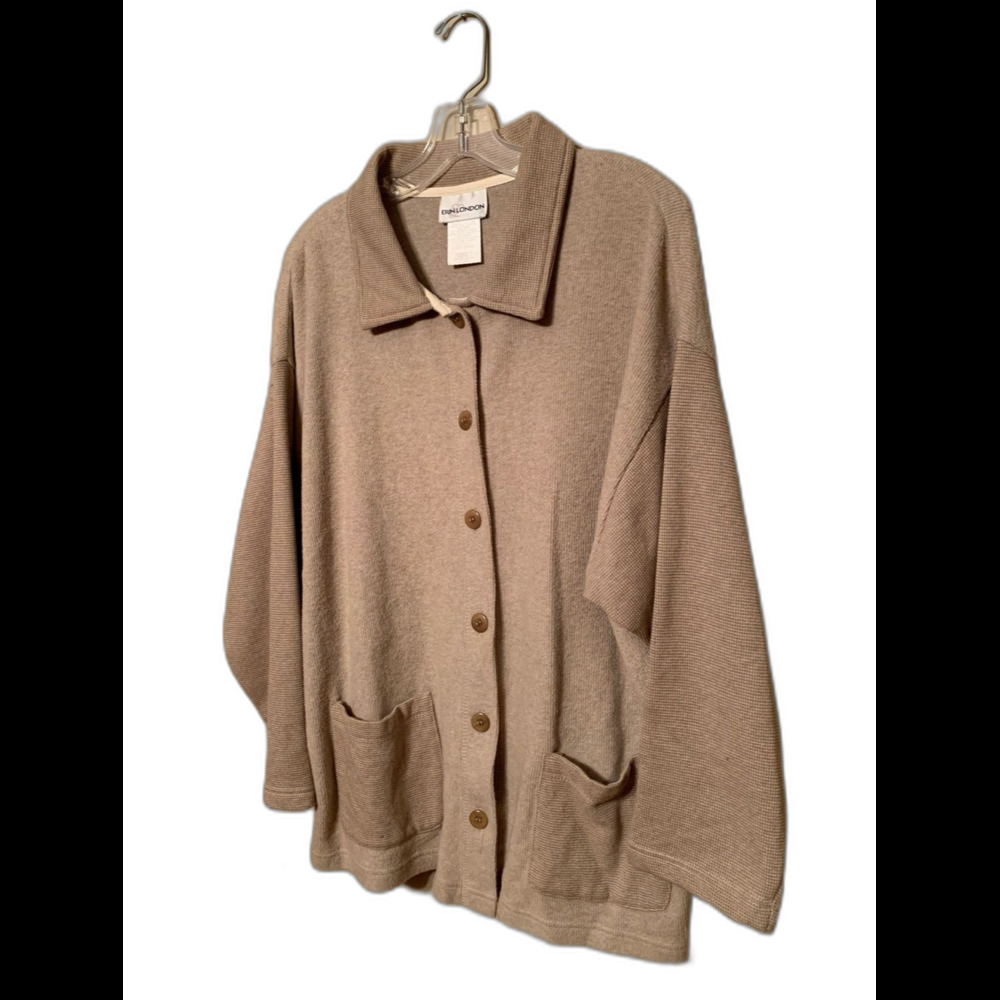 Taupe Button-Up Knit Cardigan Erin London Vintage size Xl